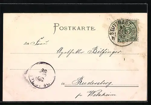 AK Stuttgart, Winterlicher Schlossplatz