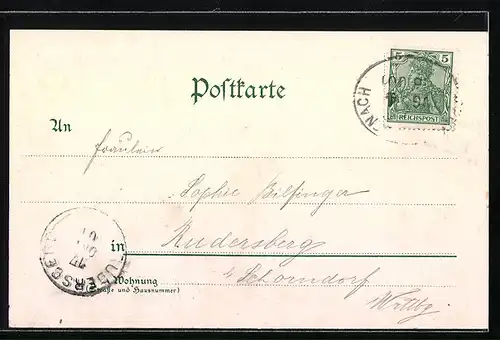 Lithographie Halle / Saale, Partie am Kaiser-Wilhelm-Denkmal