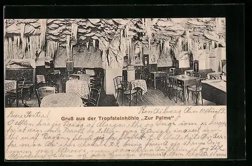 AK Rendsburg, Gasthaus Tropfensteinhöhle Zur Palme, Grafenstrasse 11