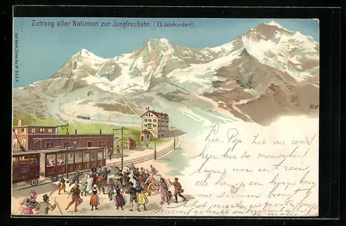 Künstler-AK Zudrang aller Nationen zur Jungfraubahn, Zukunft