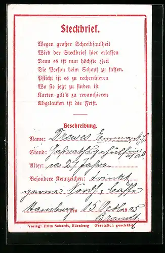 AK Ein Steckbrief für den Schreibfaulen