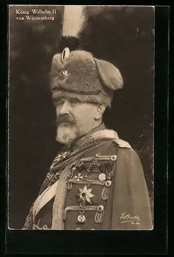 AK König Wilhelm II. von Württemberg in Husarenuniform mit Kolpak
