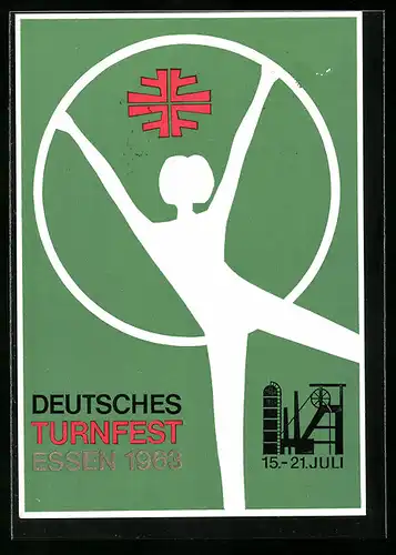 AK Essen, Deutsches Turnfest 1963, Turner mit Ring