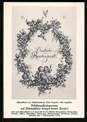 AK Schmuckblatt der Deutschen Reichspost, eingeführt 1929