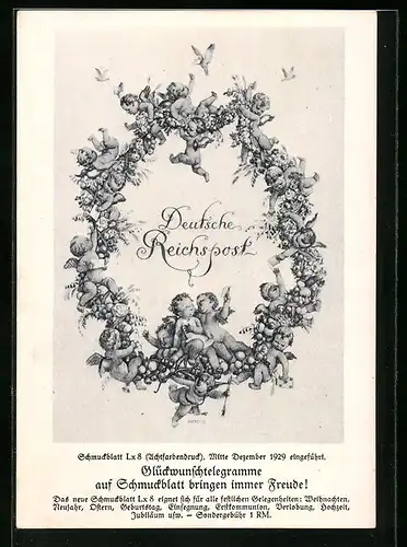 AK Schmuckblatt der Deutschen Reichspost, eingeführt 1929