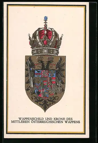 AK Rotes Kreuz Nr. 286, Wappenschild und Krone des mittleren österreichischen Wappens