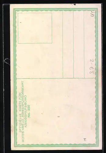 Künstler-AK Rotes Kreuz Nr. 286: Österreich, Wappenschild und Krone des mittleren österreichischen Wappens