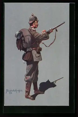 Künstler-AK Infanterist des 4. Garde-Reg. zu Fuss in Feldgrau