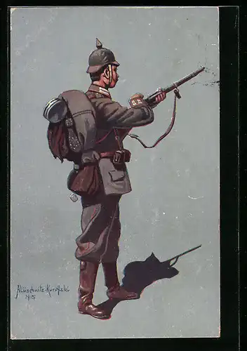 Künstler-AK Infanterist des 4. Garde-Reg. zu Fuss in Feldgrau