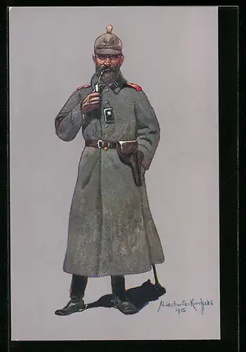 Künstler-AK Wachtmeister des 3. Württembergischen Feld.-Art.-Regiment in Felduniform