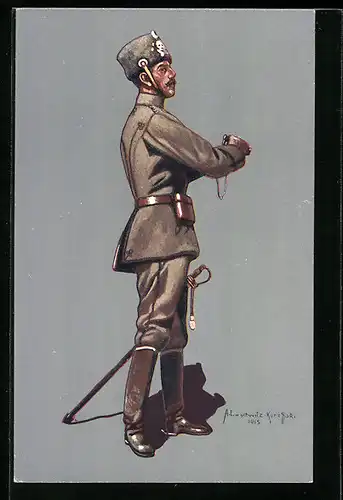 Künstler-AK Stabsoffizier des 1. Leib-Husaren-Regiments Nr. 1 in Uniform