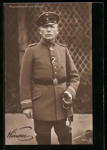 AK Generaloberst von Einem in Uniform und mit Mütze
