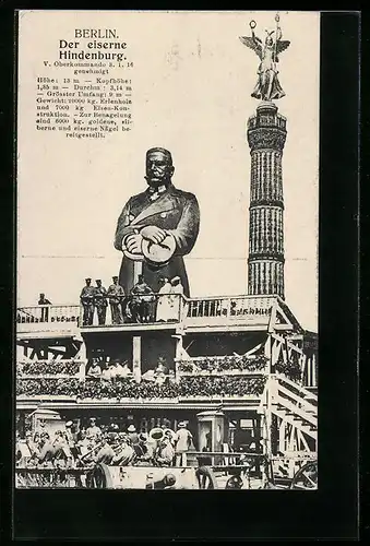 AK Berlin, Der eiserne Hindenburg, Kriegshilfe