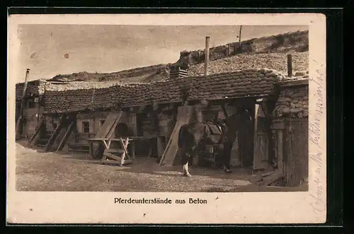 AK Pferdeunterstände aus Beton, Schützengraben