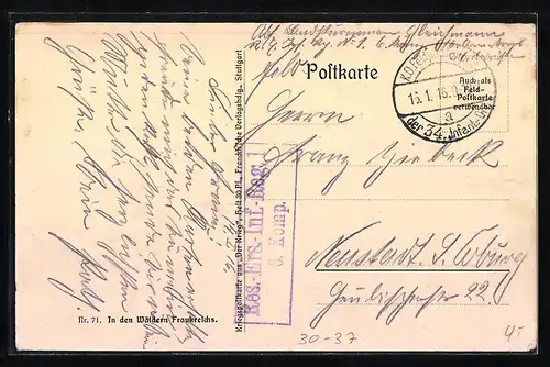 Künstler-AK Soldaten der Infanterie in den Wäldern Frankreichs