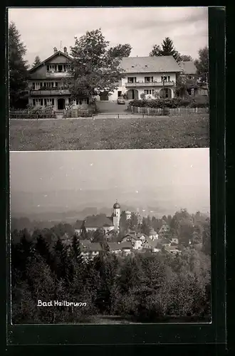 AK Bad Heilbrunn, Gasthaus, Teilansicht mit Kirche