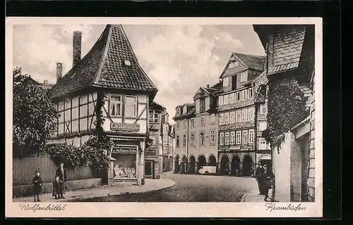 AK Wolfenbüttel, Krambuden mit Cafe E. H. Hoffmann
