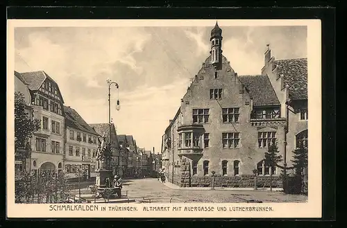 AK Schmalkalden, Altmarkt mit Auergasse und Lutherbrunnen