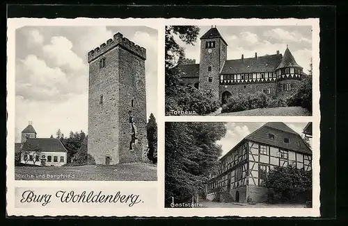 AK Wohldenberg, Kirche und Bergfried, Torhaus, Gasthaus