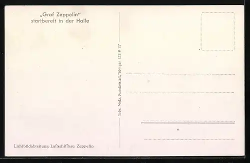 AK Luftschiff LZ 127 Graf Zeppelin startbereit in der Halle