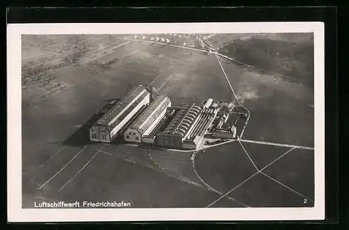 AK Friedrichshafen, Fliegeraufnahme der Luftschiffwerft