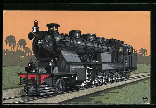 AK Heissdampf-Tenderlokomotive der Holländischen Staatsbahnen auf Java, HANOMAG