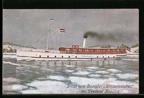 Künstler-AK Dampfer Wintermärchen der Reederei Nobiling
