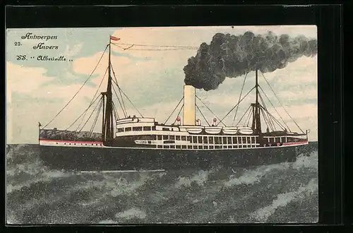 Künstler-AK Antwerpen / Anvers, Passagierschiff SS Albertville