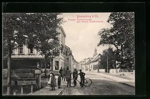 AK Blankenburg, Untere Marktstrasse mit Hotel Greifenstein