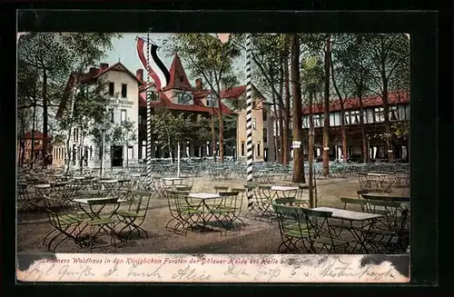 AK Halle /Saale, Gasthaus Leistners Waldhaus in den Königlichen Forsten der Dölauer Haide