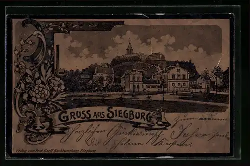 Lithographie Siegburg, Partie aus dem Ort