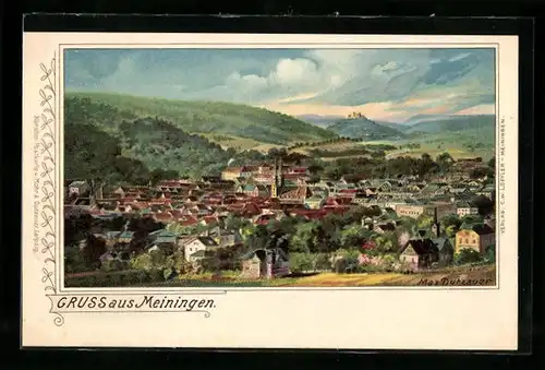 Künstler-AK Max Dutzauer: Meiningen, Panorama der Stadt