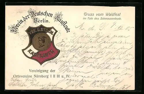 AK Nürnberg, Waldfest im Tale d. Schmausenbuck des Vereins d. Deutschen Kaufleute Berlin u. d. Ortsvereine Nürnbergs