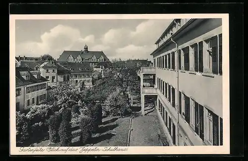AK Speyer a. Rhein, Stiftungs-Krankenhaus, Blick auf das Zeppelin Schulhaus