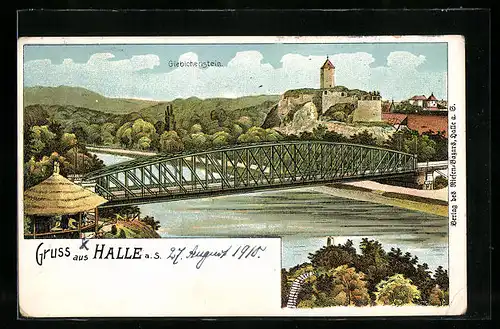AK Halle a. S., Panorama mit Burg Giebichenstein