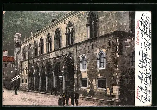 AK Dubrovnik / Ragusa, Rectoren-Palast mit Passanten