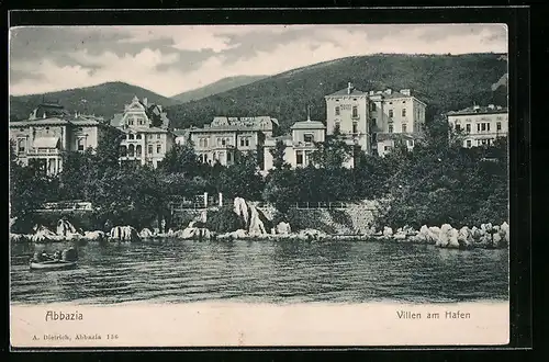 AK Abbazia, Villen am Hafen