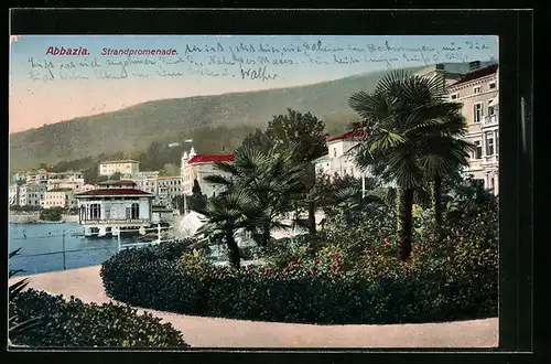 AK Abbazia, Strandpromenade mit Anlage