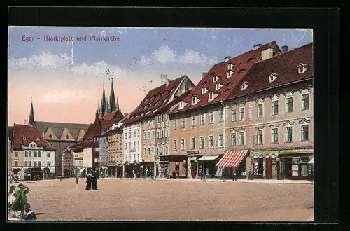 AK Eger, Marktplatz und Pfarrkirche
