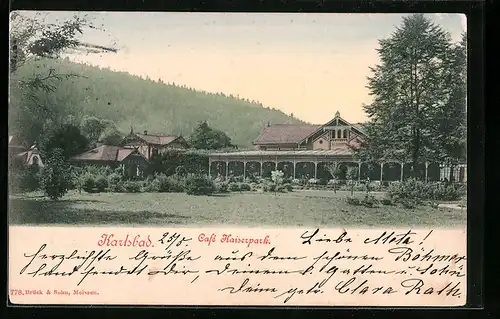 AK Karlsbad, Gäste im Café Kaiserpark