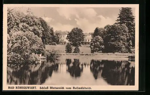 AK Bad Königswart, Schloss Metternich vom Rollmühlteich gesehen