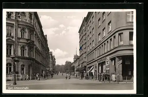 AK Eger, Blick in die Schanzstrasse