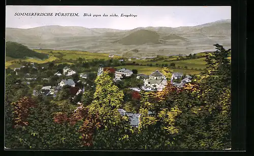 AK Pürstein, Teilansicht mit Blick gegen das sächsische Erzgebirge