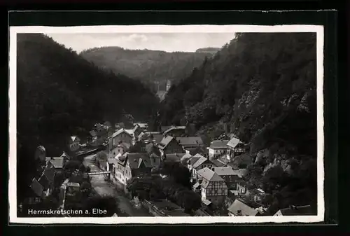 AK Herrnskretschen a. Elbe /Elbsandsteingebirge, Teilansicht