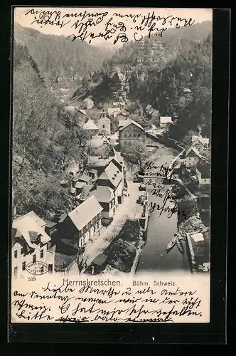 AK Herrnskretschen /Böhm. Schweiz, Teilansicht