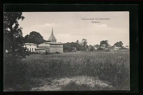 AK Grossmöllen, Dorfpartie mit Kirche
