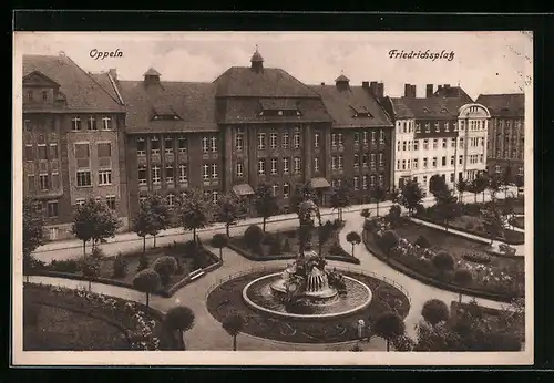 AK Oppeln, Friedrichsplatz mit Häusern aus der Vogelschau
