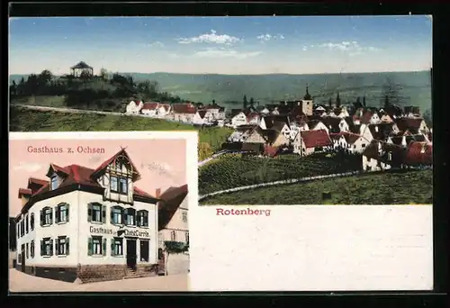 AK Rotenberg, Gasthaus zum Ochsen C. Currle, Gesamtansicht mit Umgebung