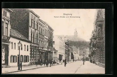 AK Siegburg, Kaiser-Strasse und Michaelsberg, Passanten