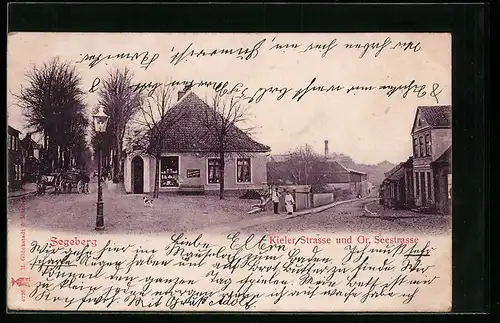 AK Segeberg, Kieler Strasse und Grosse Seestrasse mit Geschäft